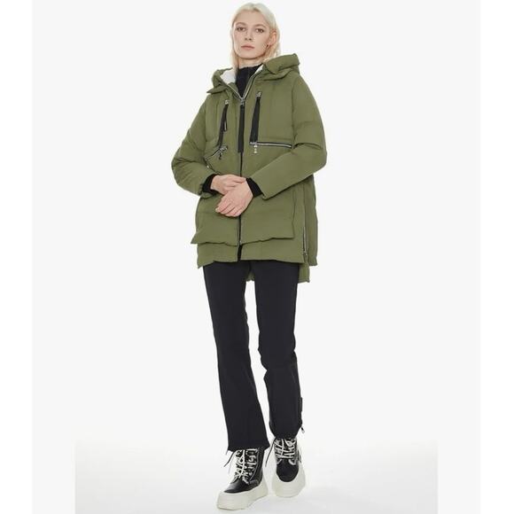 Orolay Women's Sage Green Thickened Down Puffer Jacket Sz M Multiple Zip Pockets - Picture 1 of 16